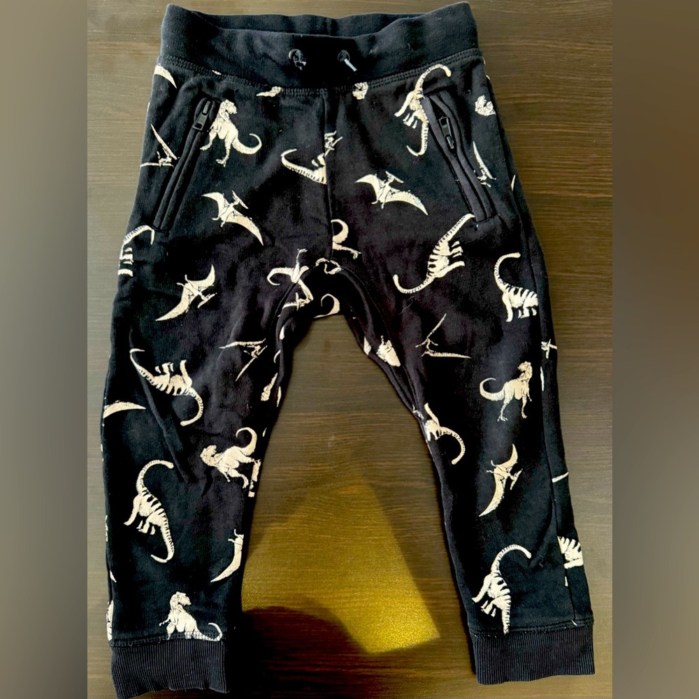 Black Joggers with Dinosaur Print Size 3/4